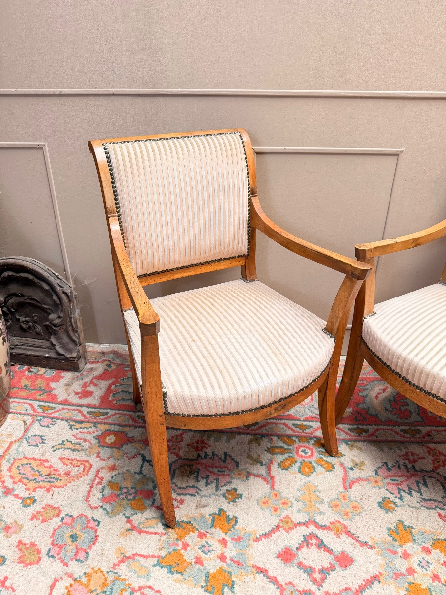 Pair Of Officer's Armchairs From The Directoire Period 18th Century-photo-4
