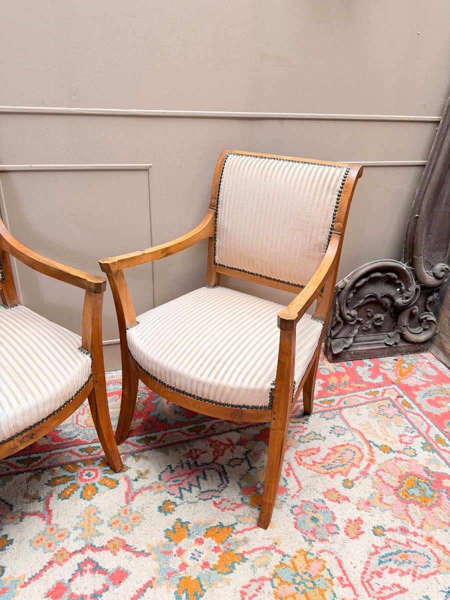 Pair Of Officer's Armchairs From The Directoire Period 18th Century-photo-1