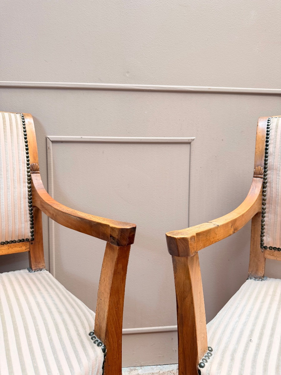 Pair Of Officer's Armchairs From The Directoire Period 18th Century-photo-7