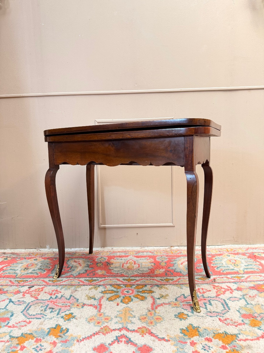 Table à jeux en noyer et bois indigènes d’époque Louis XV XVIII eme siècle -photo-4