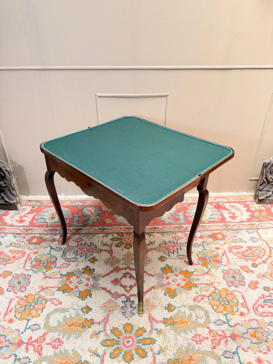 Table à jeux en noyer et bois indigènes d’époque Louis XV XVIII eme siècle -photo-4