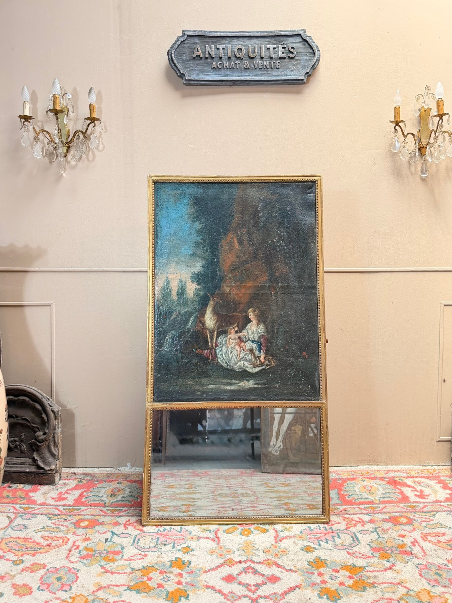 Trumeau en bois doré de style Louis XVI XIX eme siècle -photo-2