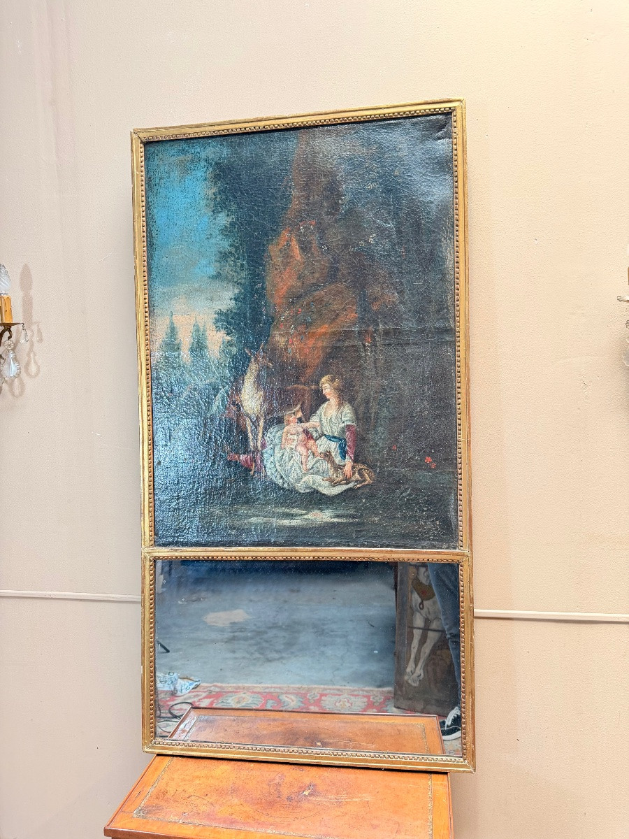 Trumeau en bois doré de style Louis XVI XIX eme siècle -photo-4