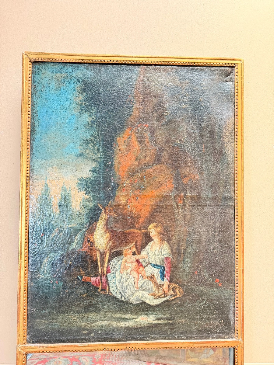 Trumeau en bois doré de style Louis XVI XIX eme siècle -photo-1