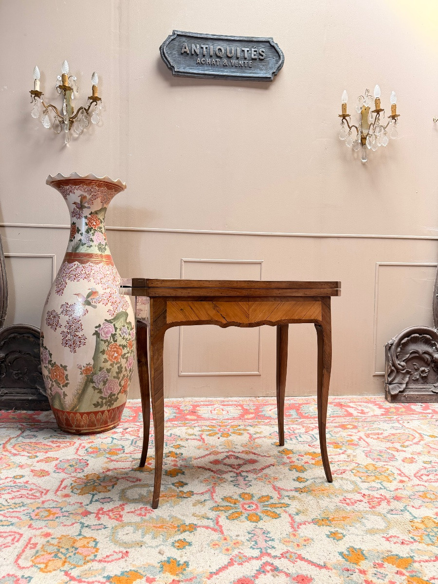 Table à jeux en marqueterie d’époque Louis XV XVIII eme siècle -photo-2