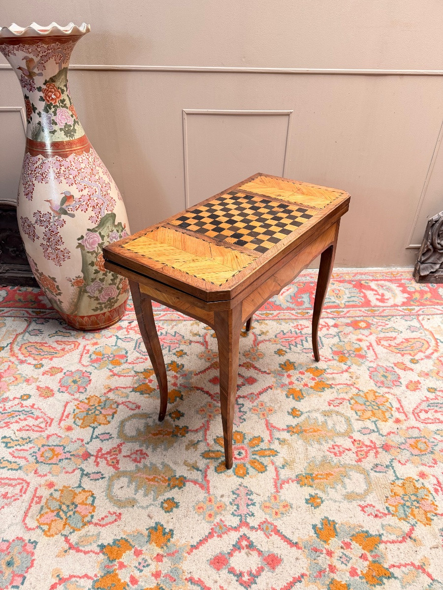 Table à jeux en marqueterie d’époque Louis XV XVIII eme siècle -photo-4