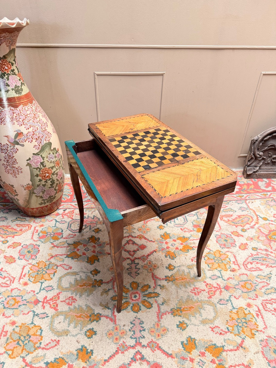 Table à jeux en marqueterie d’époque Louis XV XVIII eme siècle -photo-2