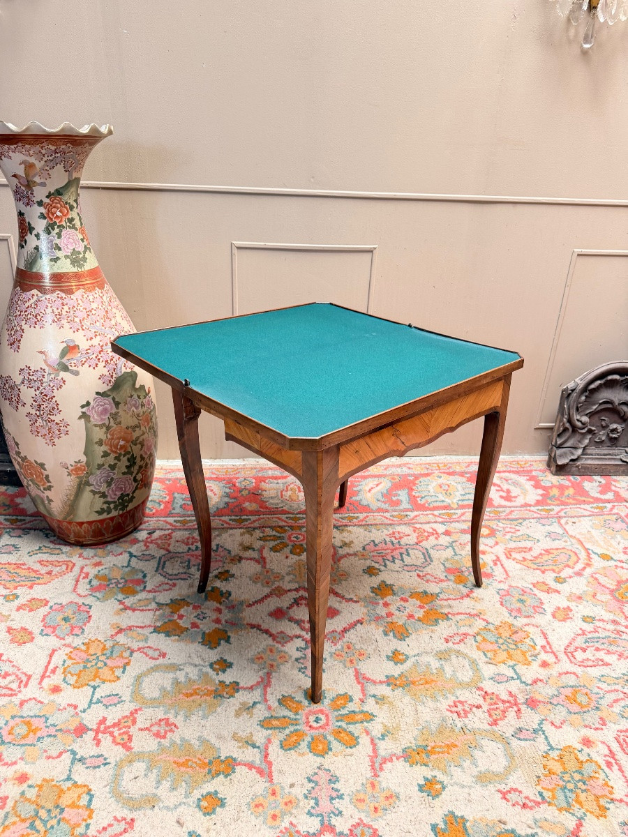 Table à jeux en marqueterie d’époque Louis XV XVIII eme siècle -photo-3
