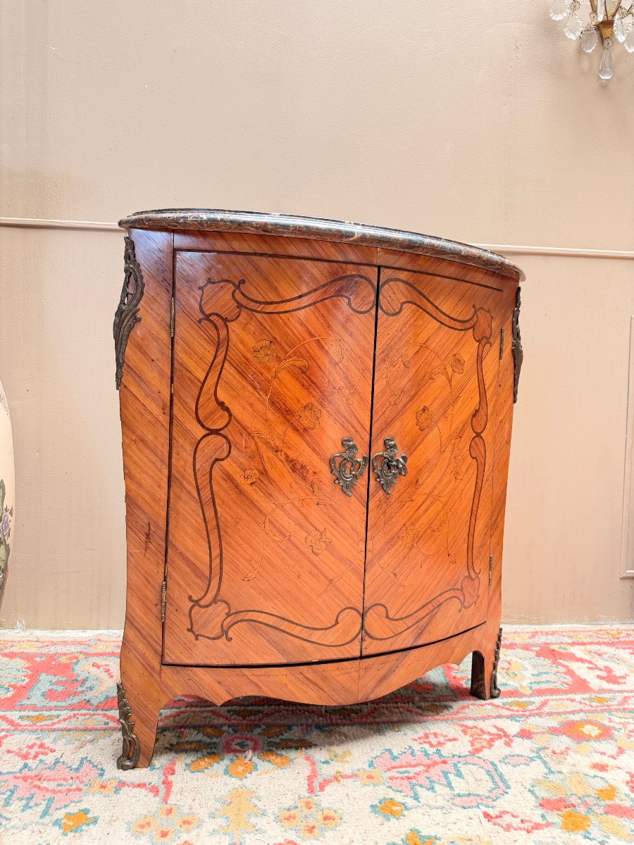 Louis XV Style Marquetry Corner Cabinet-photo-2