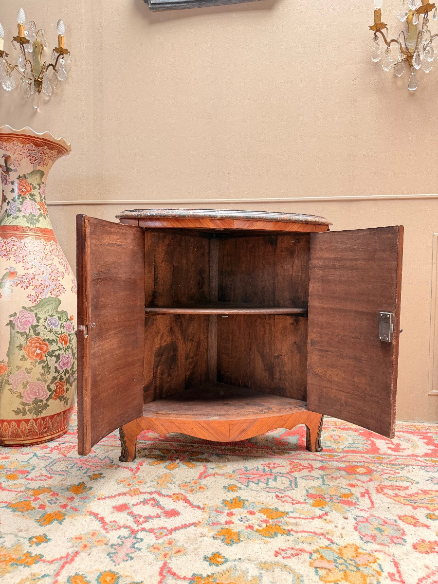 Louis XV Style Marquetry Corner Cabinet-photo-4