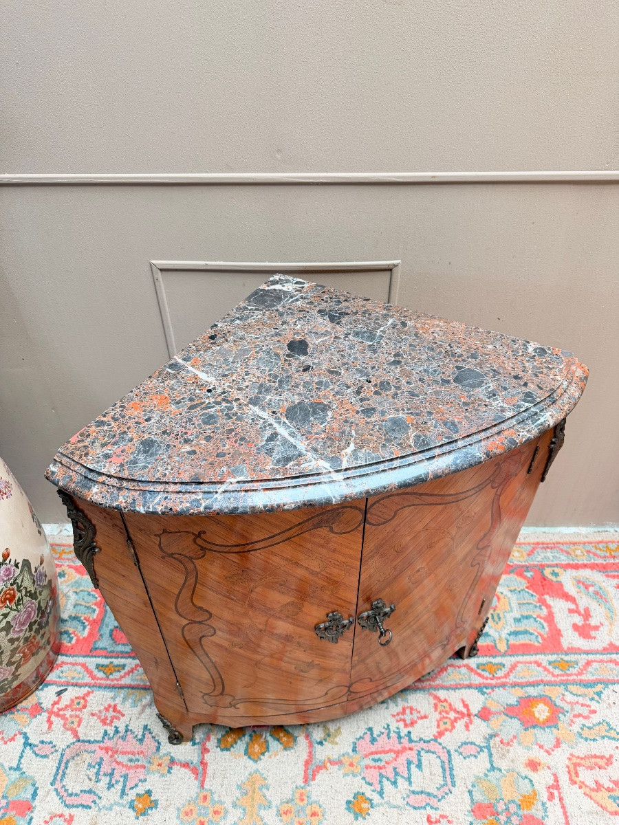 Louis XV Style Marquetry Corner Cabinet-photo-1