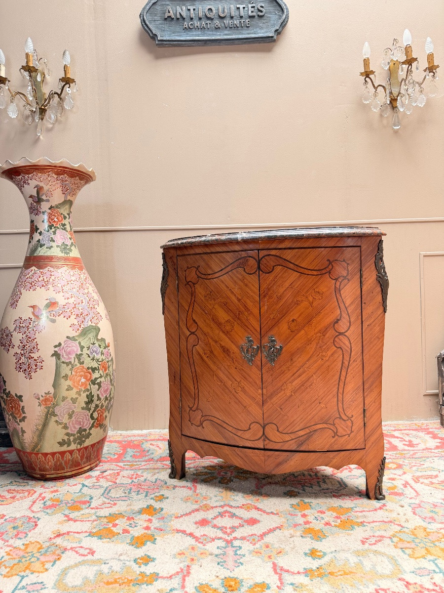 Louis XV Style Marquetry Corner Cabinet-photo-2