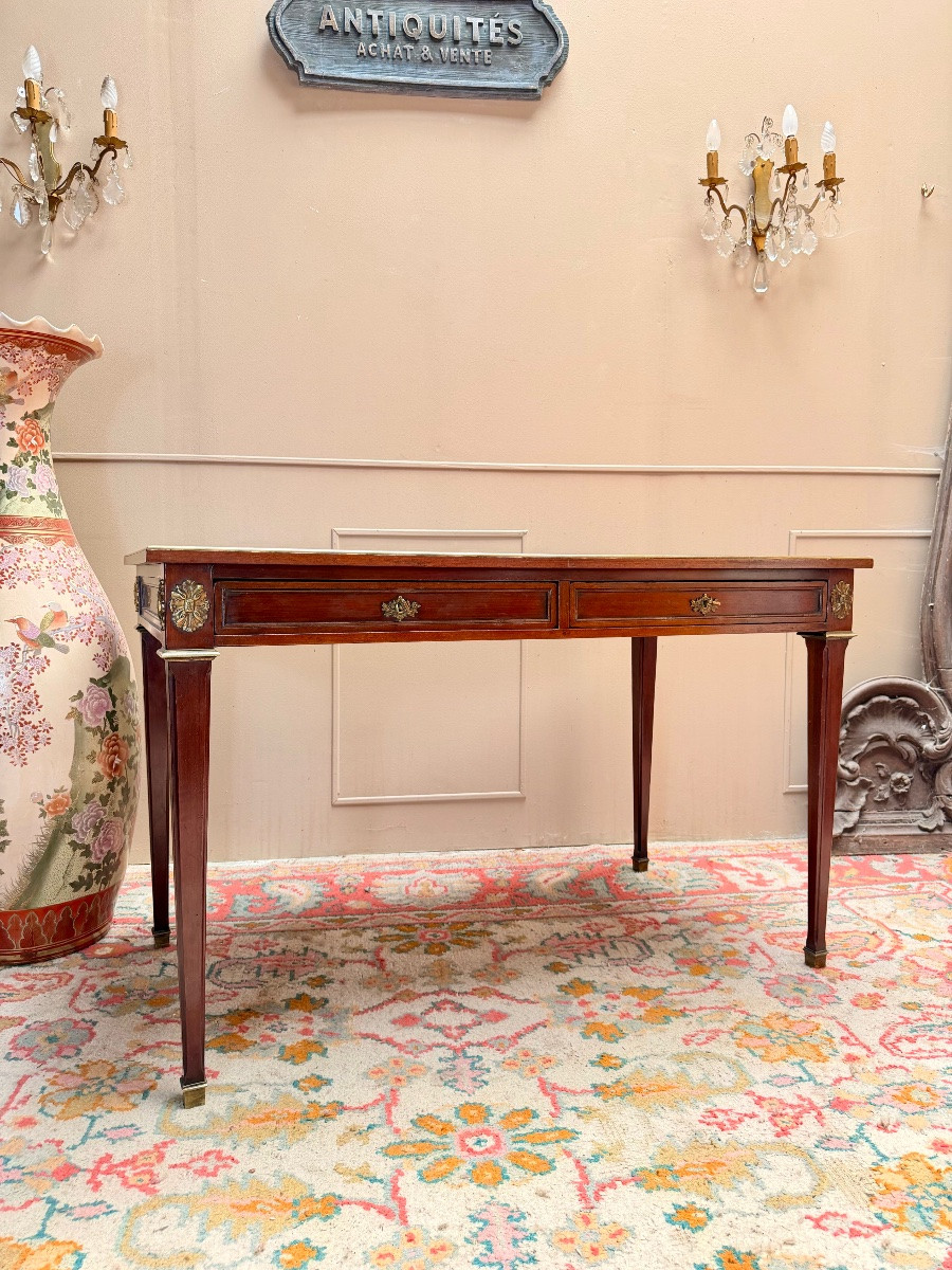 Double-sided Mahogany Desk In The Louis XVI Style XIX Eme Siècle-photo-2