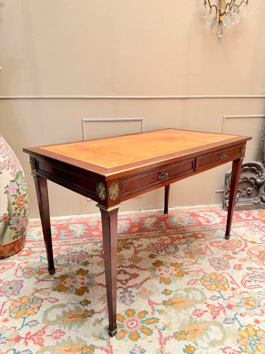 Double-sided Mahogany Desk In The Louis XVI Style XIX Eme Siècle-photo-2