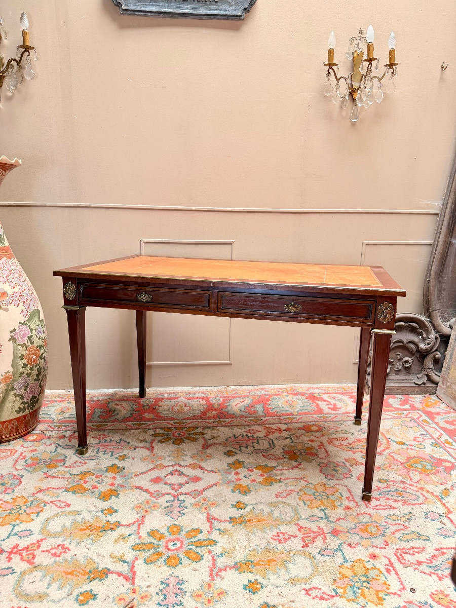 Double-sided Mahogany Desk In The Louis XVI Style XIX Eme Siècle-photo-5