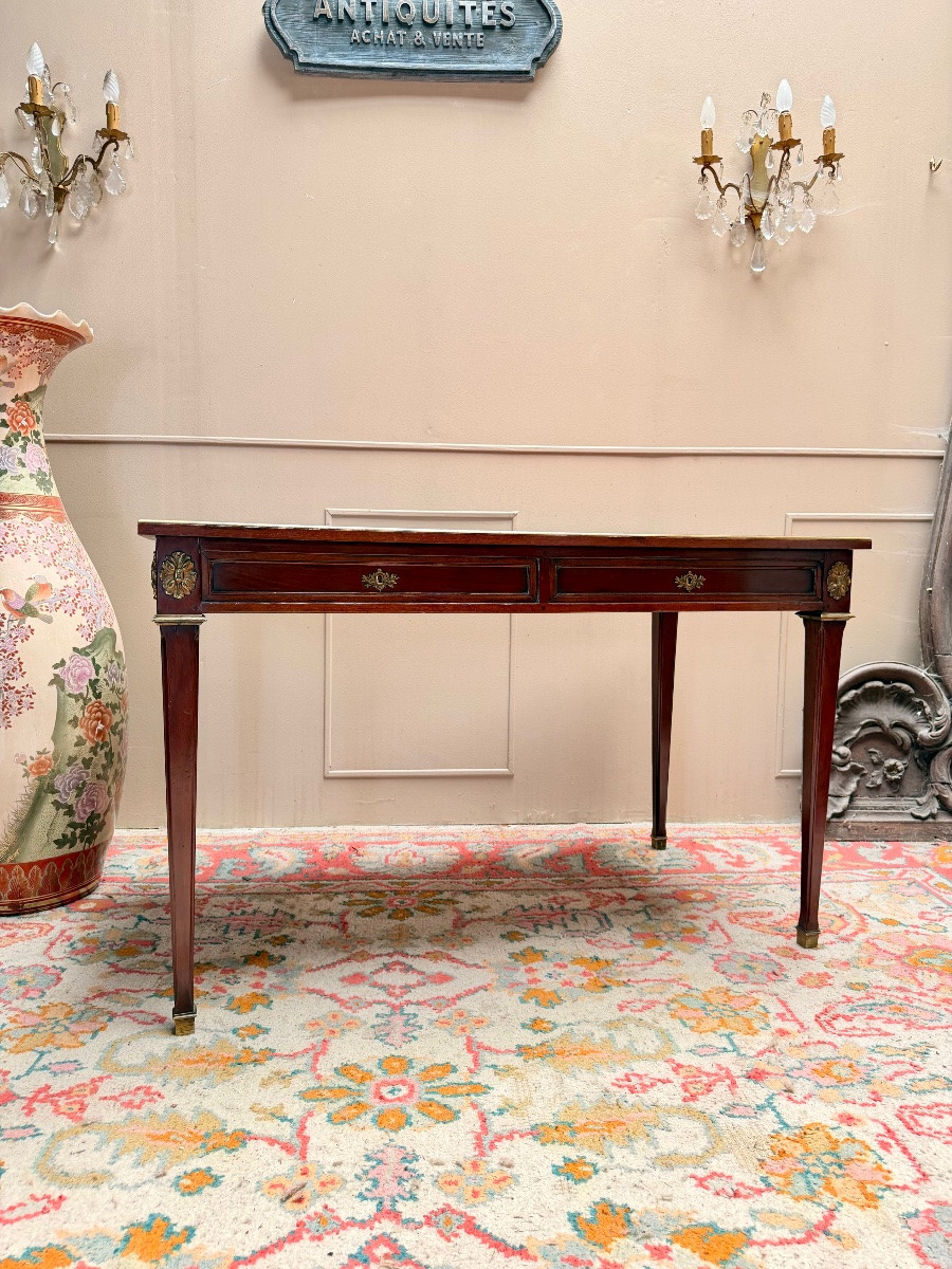 Double-sided Mahogany Desk In The Louis XVI Style XIX Eme Siècle-photo-7