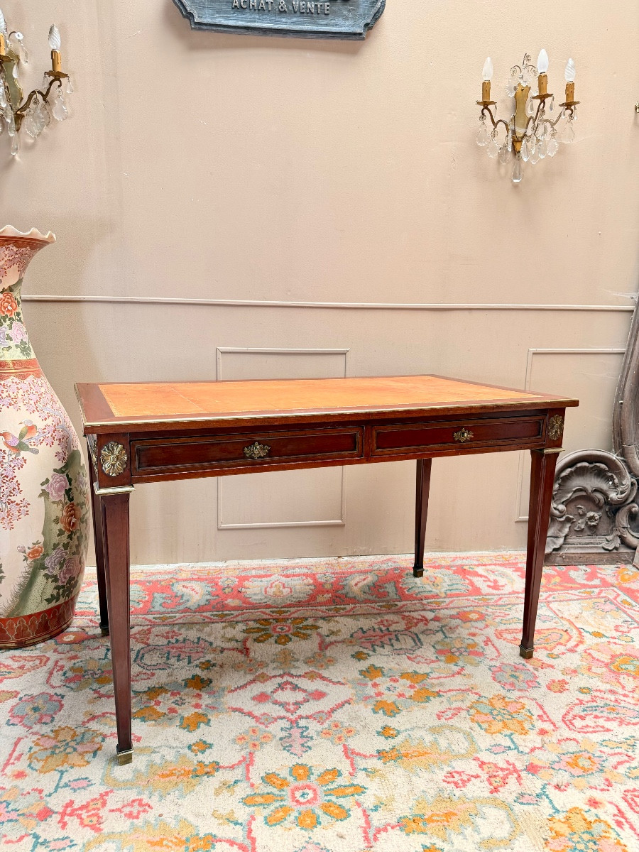 Double-sided Mahogany Desk In The Louis XVI Style XIX Eme Siècle