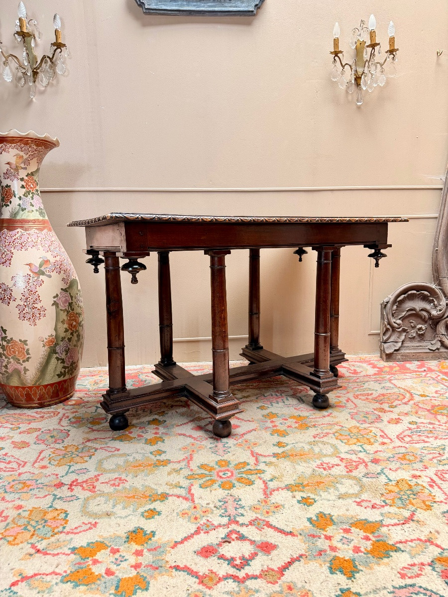 Lorraine Cross Renaissance Table In Walnut 18th Century-photo-2