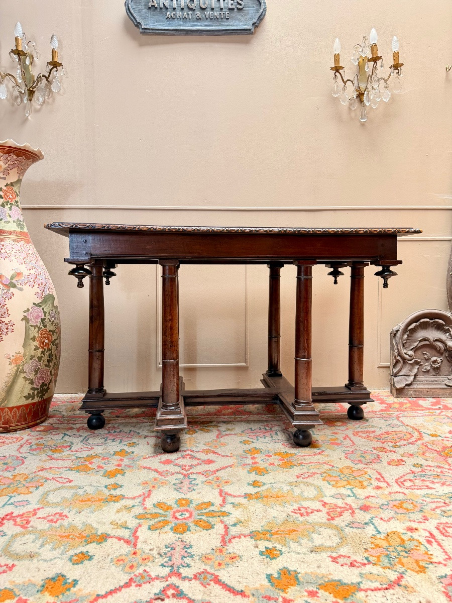 Lorraine Cross Renaissance Table In Walnut 18th Century-photo-4