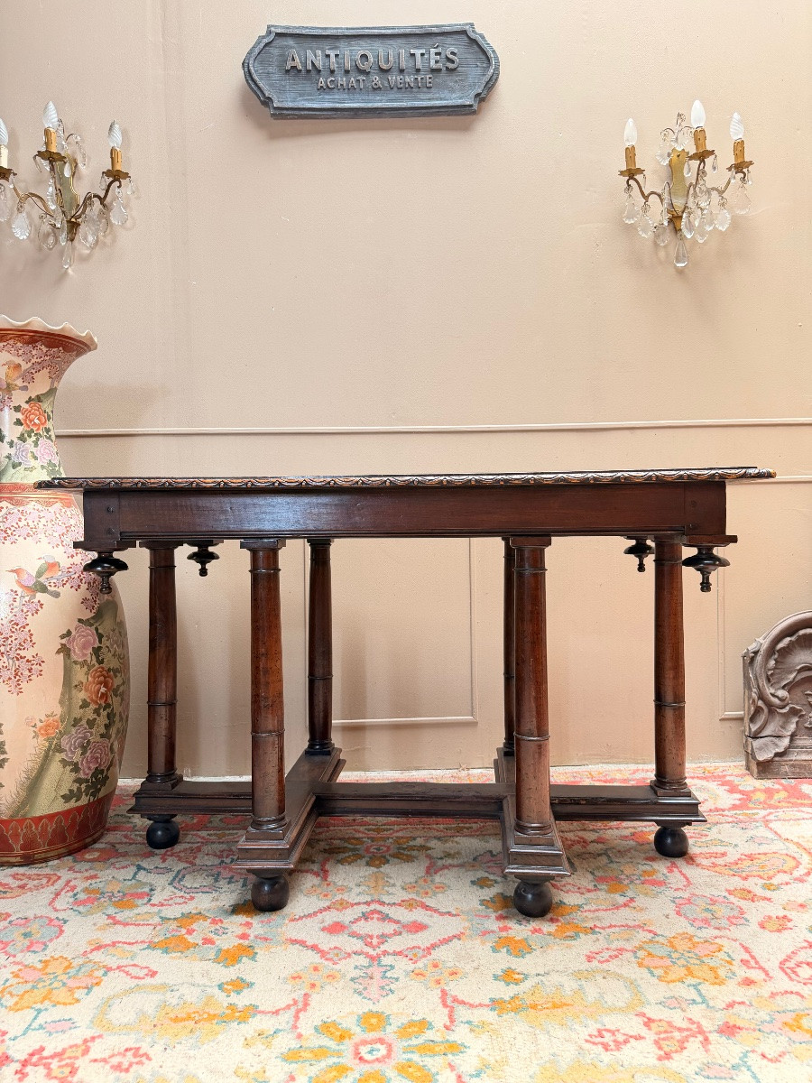 Lorraine Cross Renaissance Table In Walnut 18th Century-photo-5