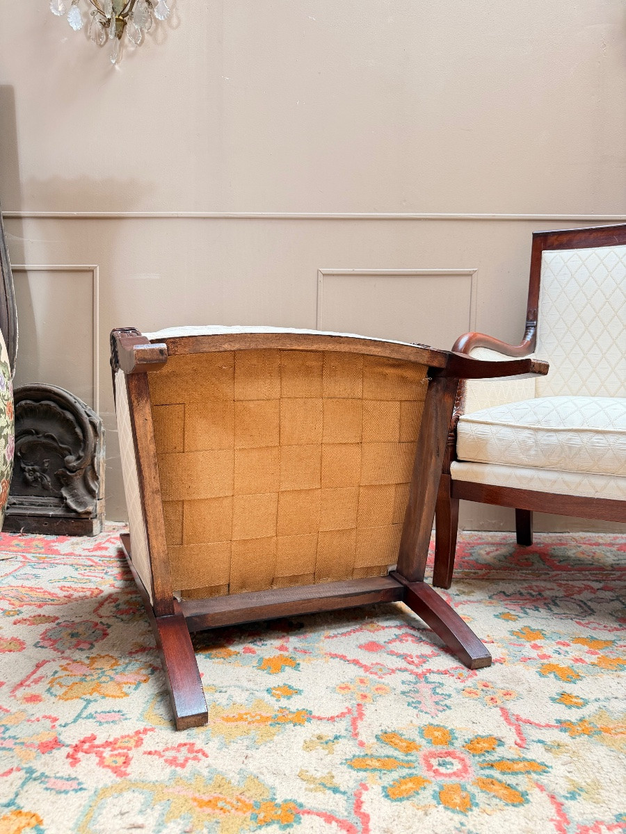 Paire de bergères en acajou de style empire XIX eme siècle -photo-7