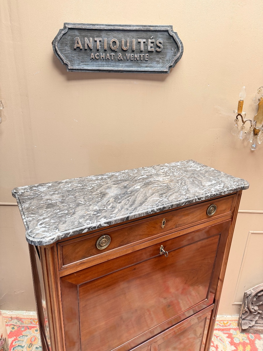 Louis XVI Period Mahogany Secretary 18th Century-photo-3