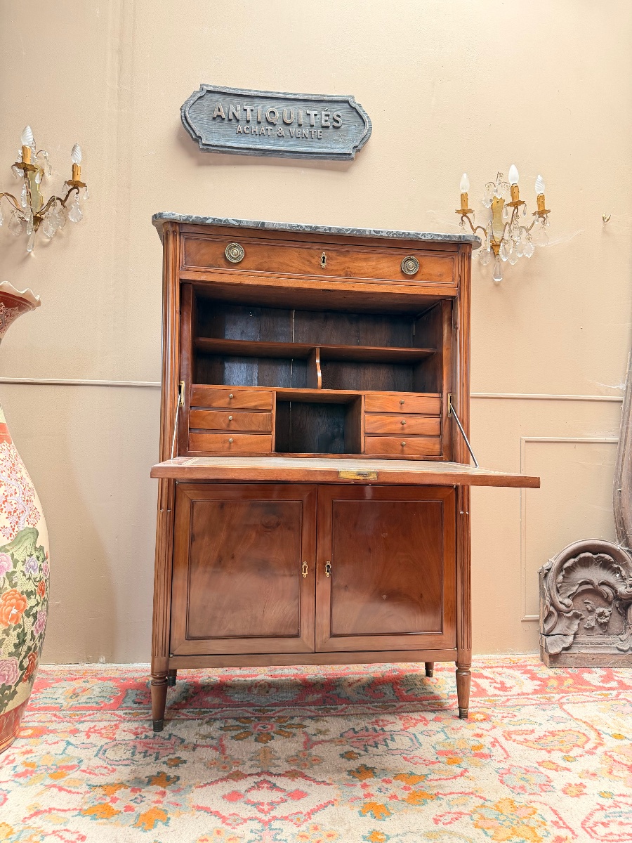 Louis XVI Period Mahogany Secretary 18th Century-photo-4