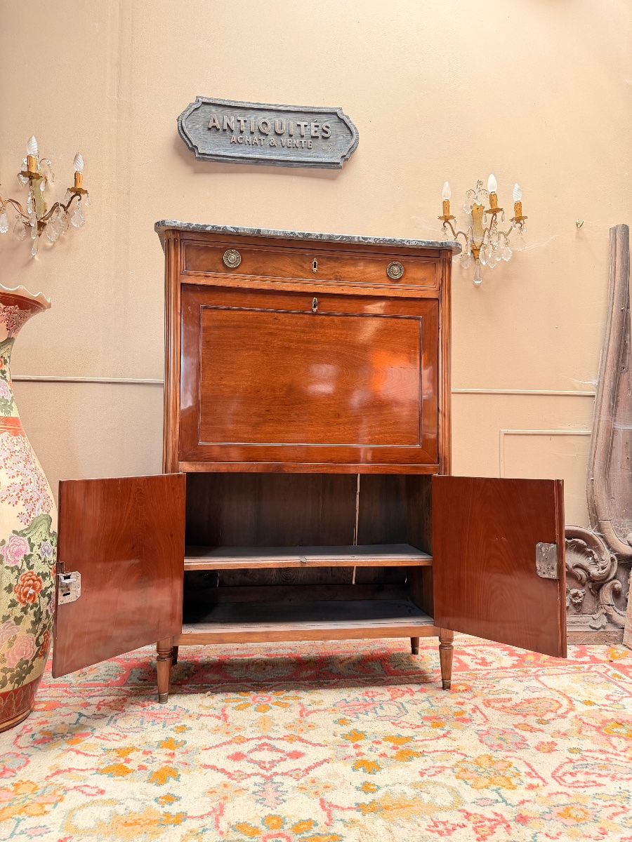 Louis XVI Period Mahogany Secretary 18th Century-photo-2