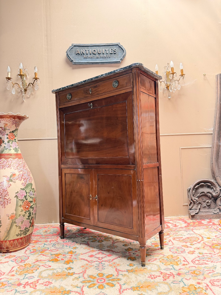 Louis XVI Period Mahogany Secretary 18th Century-photo-3