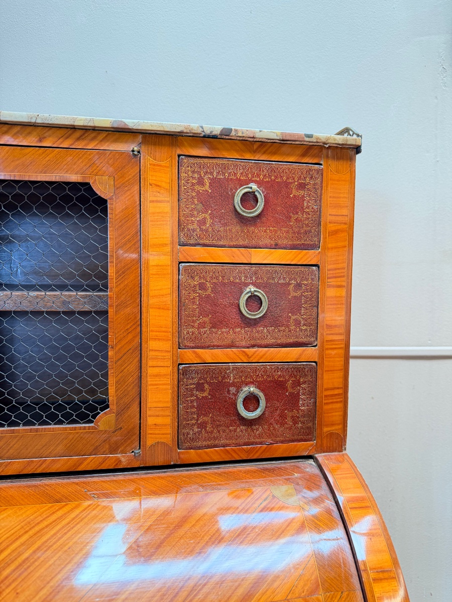 Louis XV Style Marquetry Cylinder Desk XIX Eme Siècle-photo-4