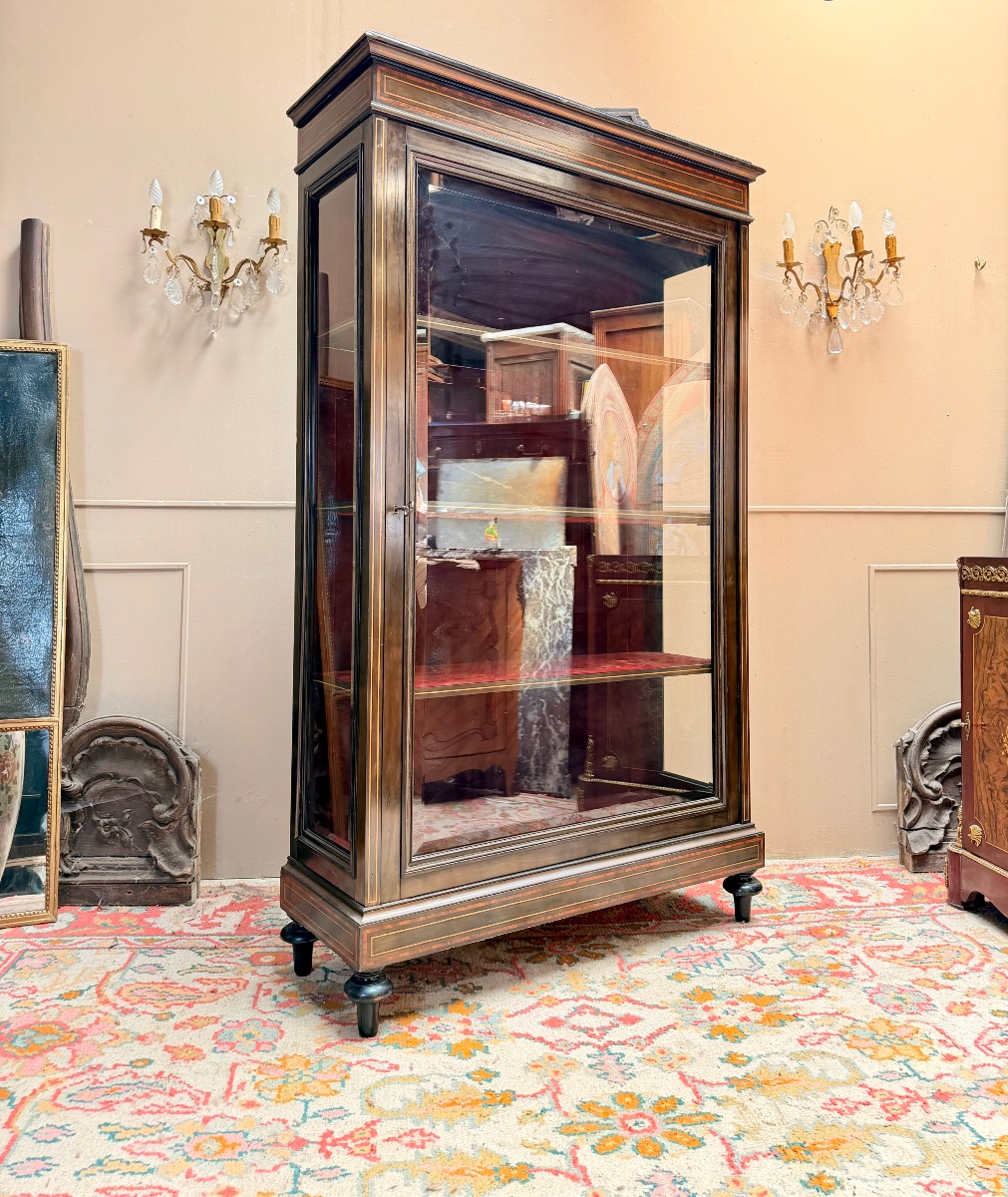 Blackened Wooden Display Case In The Louis XVI Style XIX Eme Siècle-photo-2