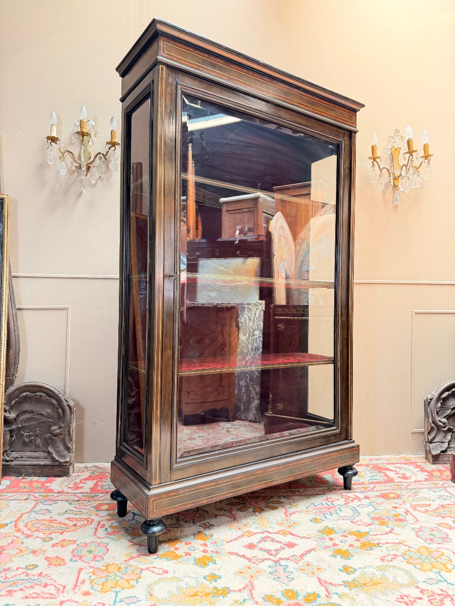 Blackened Wooden Display Case In The Louis XVI Style XIX Eme Siècle-photo-3