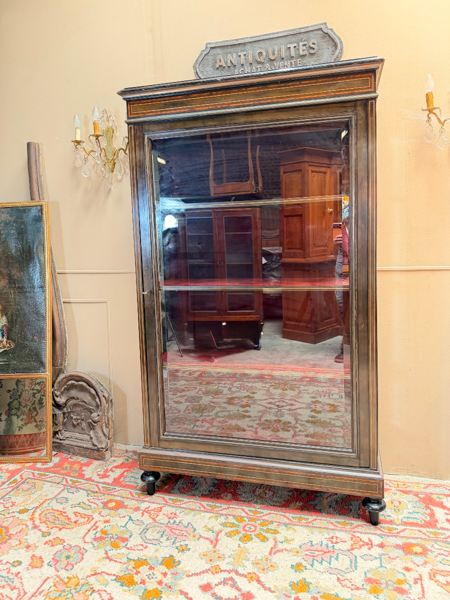 Blackened Wooden Display Case In The Louis XVI Style XIX Eme Siècle-photo-2