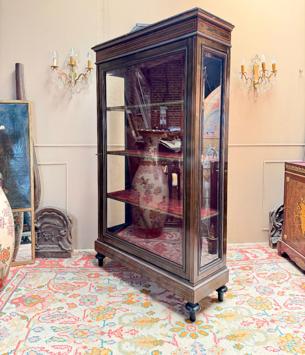 Blackened Wooden Display Case In The Louis XVI Style XIX Eme Siècle-photo-5