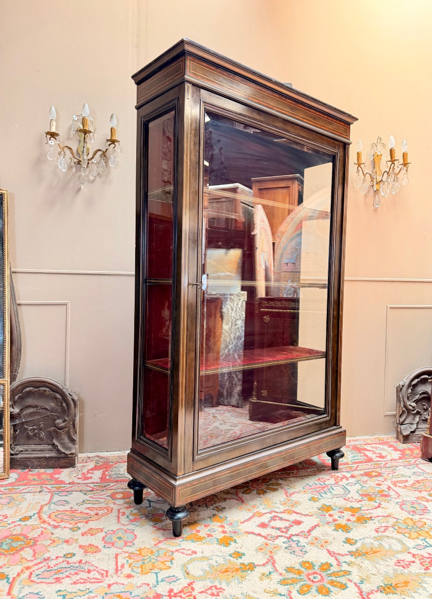 Blackened Wooden Display Case In The Louis XVI Style XIX Eme Siècle