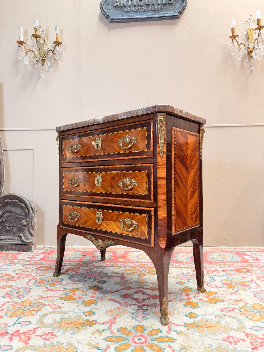 SCHEY Fidelys Commode en marqueterie d’époque transition XVIII eme siècle -photo-2