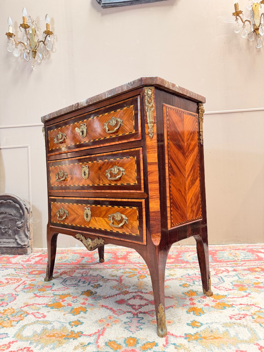 SCHEY Fidelys Commode en marqueterie d’époque transition XVIII eme siècle -photo-3