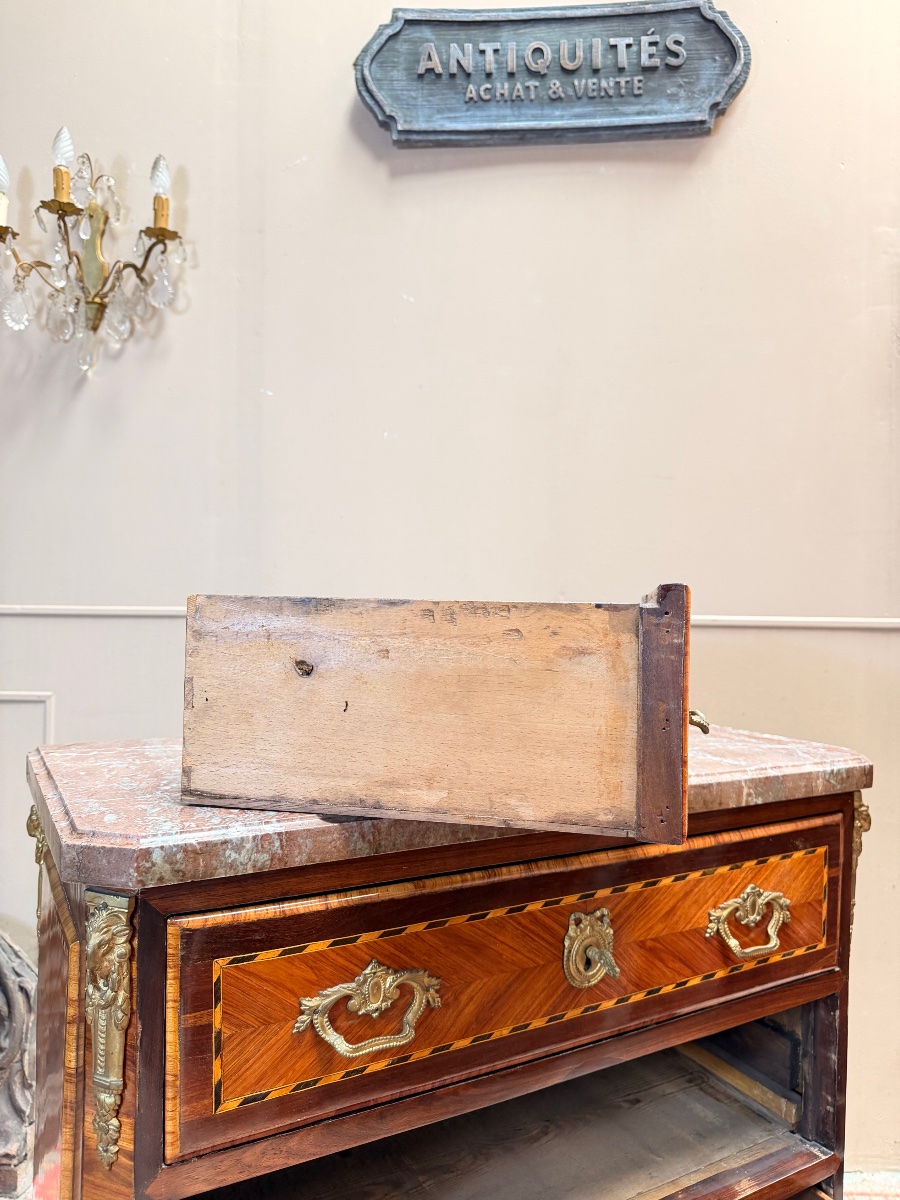 SCHEY Fidelys Commode en marqueterie d’époque transition XVIII eme siècle -photo-7
