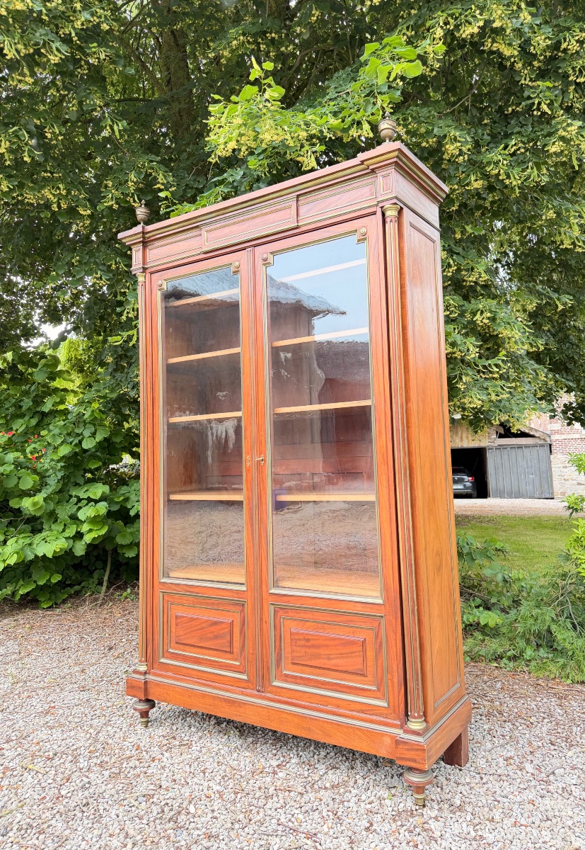 19th-century Louis XVI-style Mahogany Bookcase -photo-3