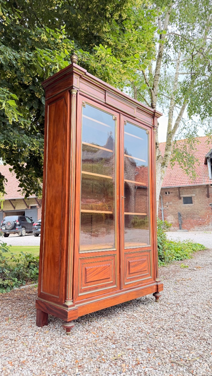 19th-century Louis XVI-style Mahogany Bookcase -photo-3