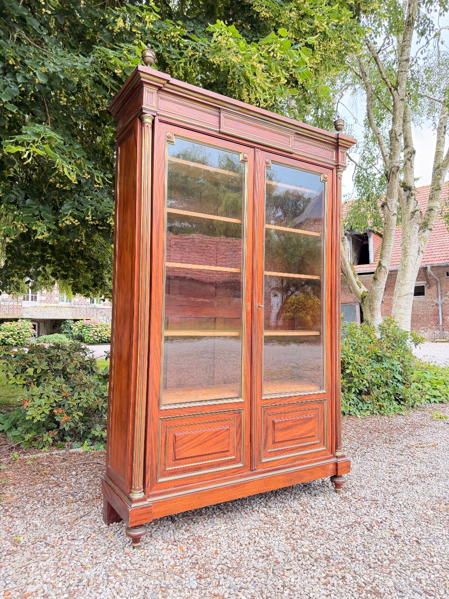 19th-century Louis XVI-style Mahogany Bookcase -photo-4