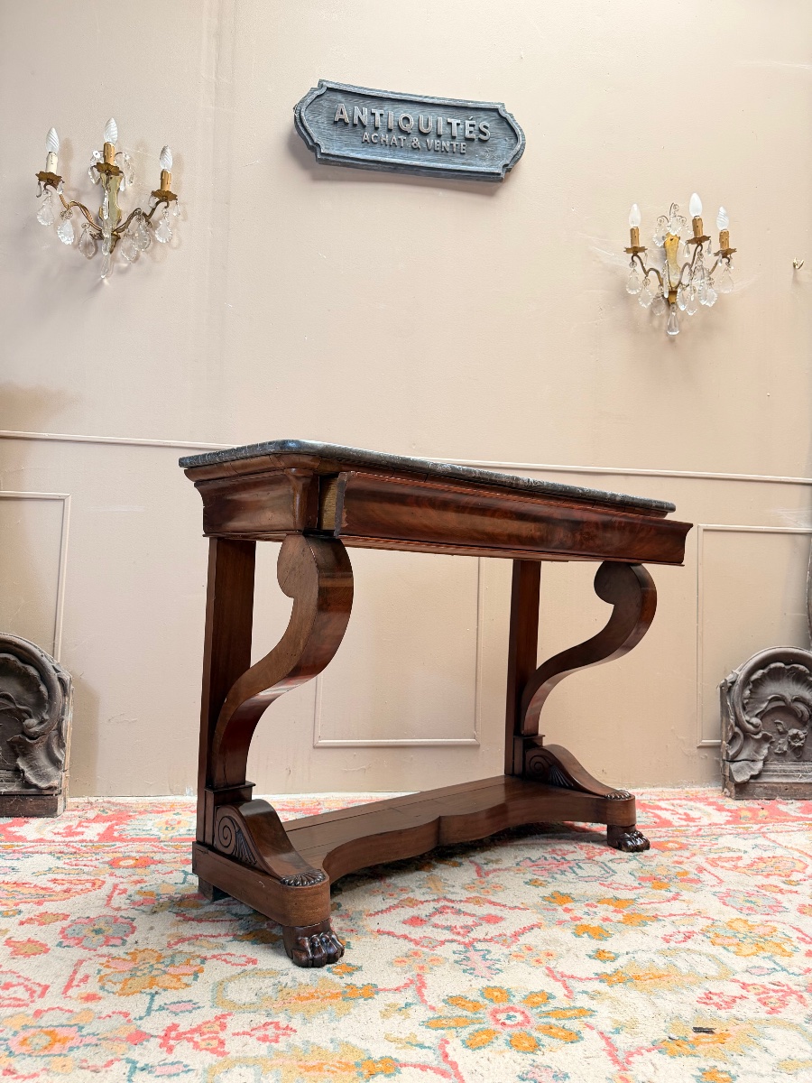 Antique Mahogany Console Table, Restored In The 19th Century -photo-3