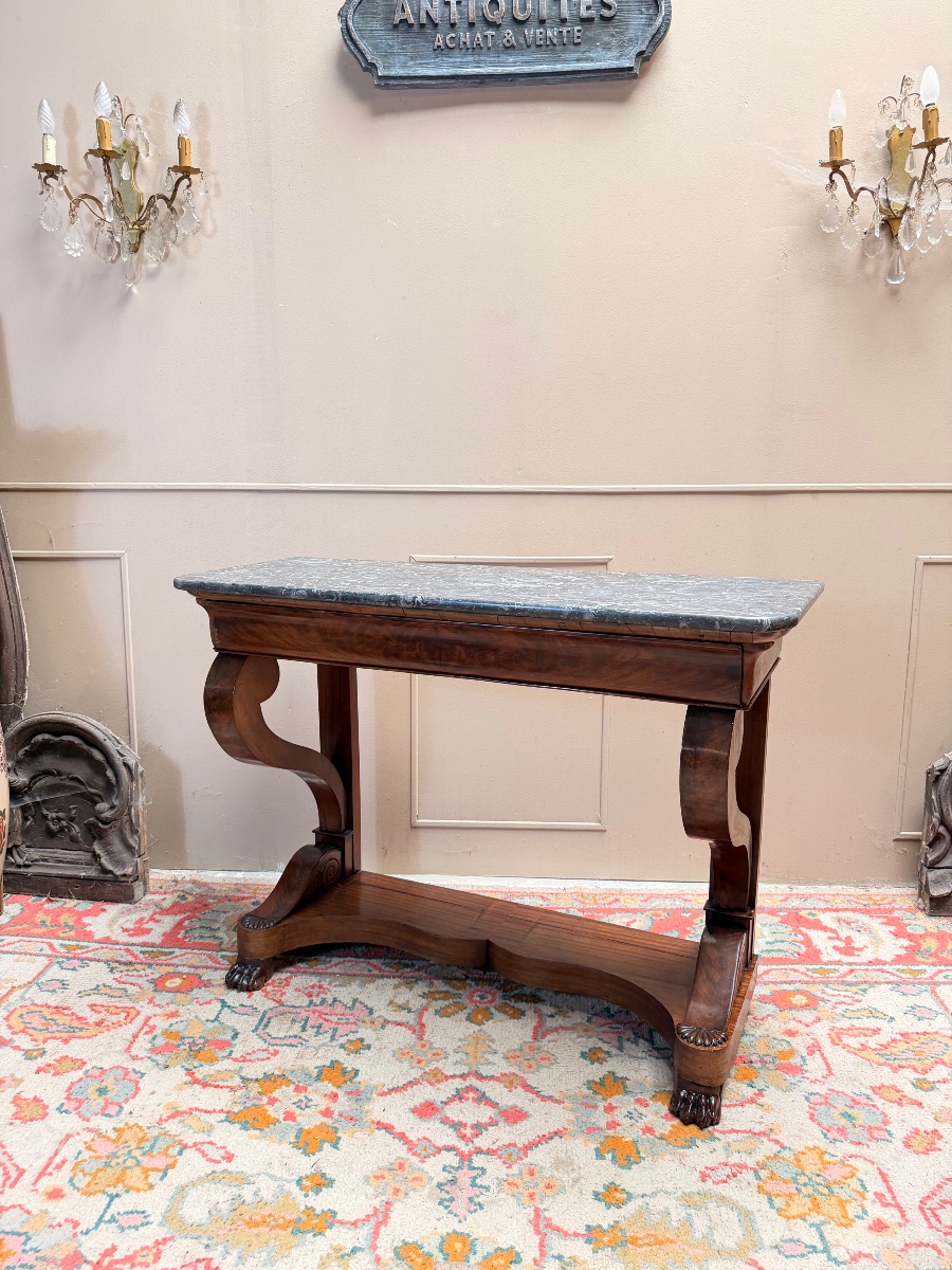 Antique Mahogany Console Table, Restored In The 19th Century -photo-2