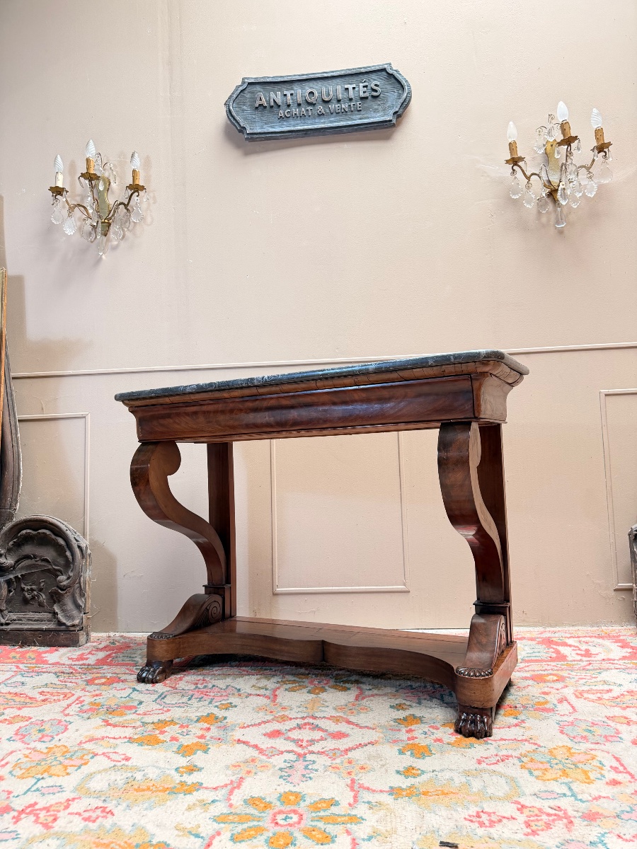 Antique Mahogany Console Table, Restored In The 19th Century -photo-3