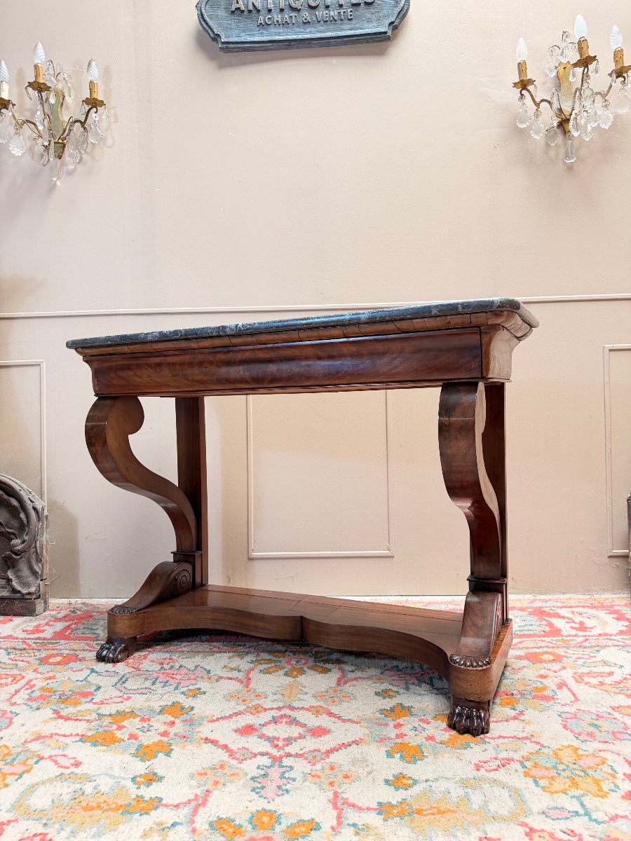 Antique Mahogany Console Table, Restored In The 19th Century -photo-5