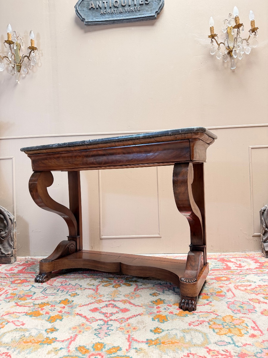 Antique Mahogany Console Table, Restored In The 19th Century -photo-6