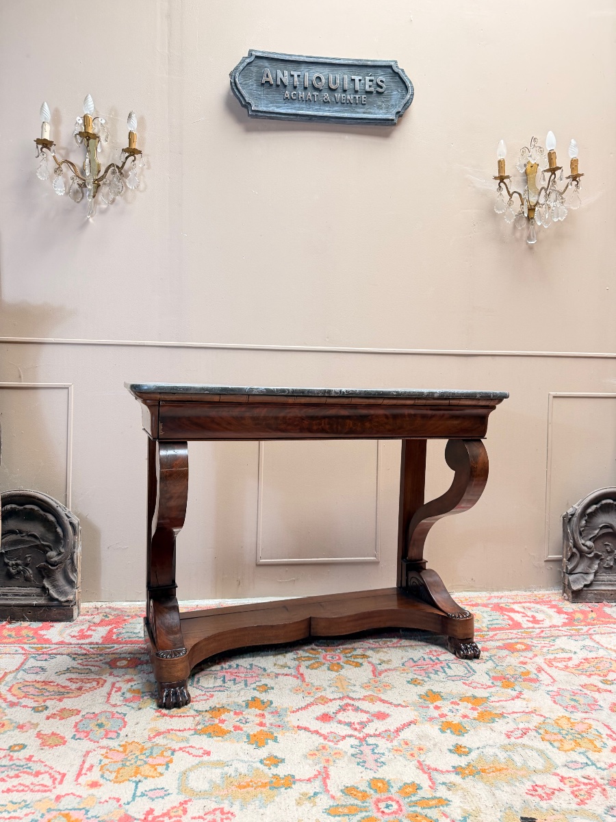 Antique Mahogany Console Table, Restored In The 19th Century 