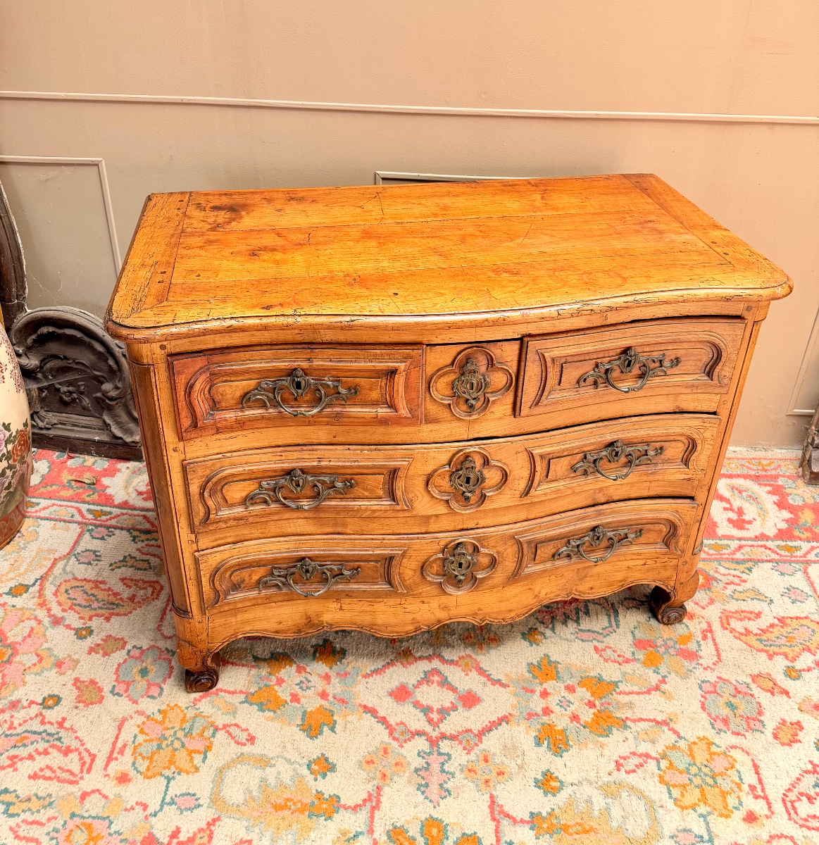 Curved Walnut Chest Of Drawers, Provincial Style, Louis XV Period, 18th Century -photo-6