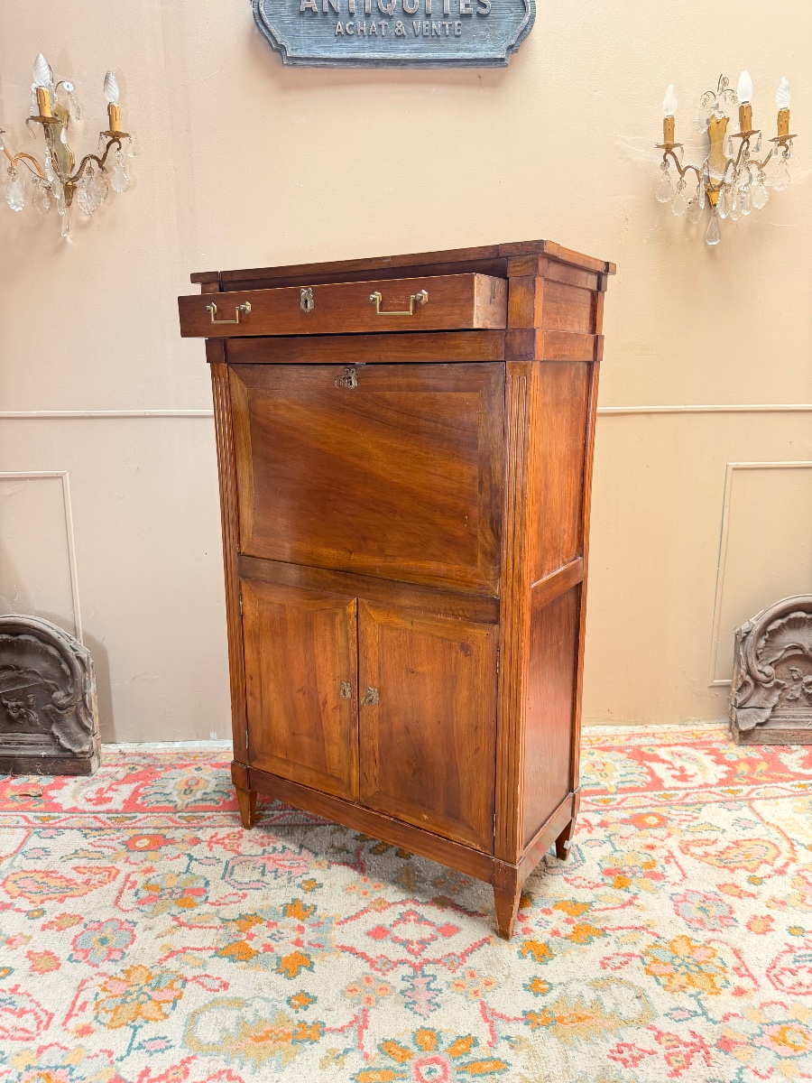19th-century Louis XVI-style Walnut Secretary Desk -photo-1