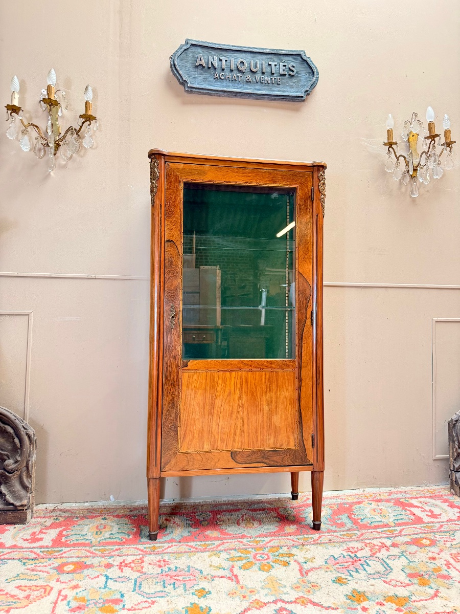 19th-century Louis XVI-style Rosewood Display Cabinet -photo-4